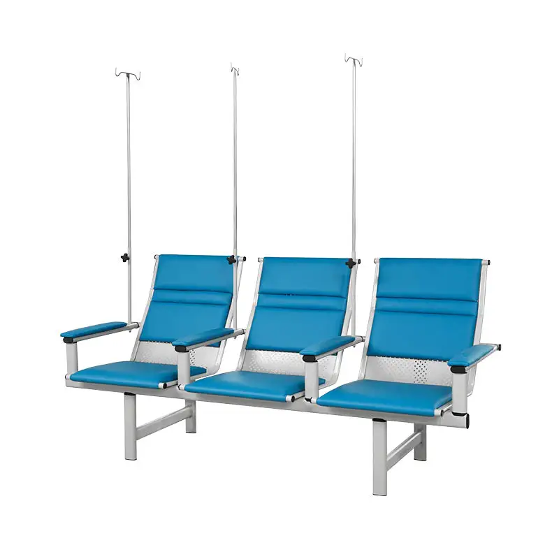 SKE034 SAIKANG Factory Wholesale Hospital Clinic 3 Seater Medical Chair With IV Stand