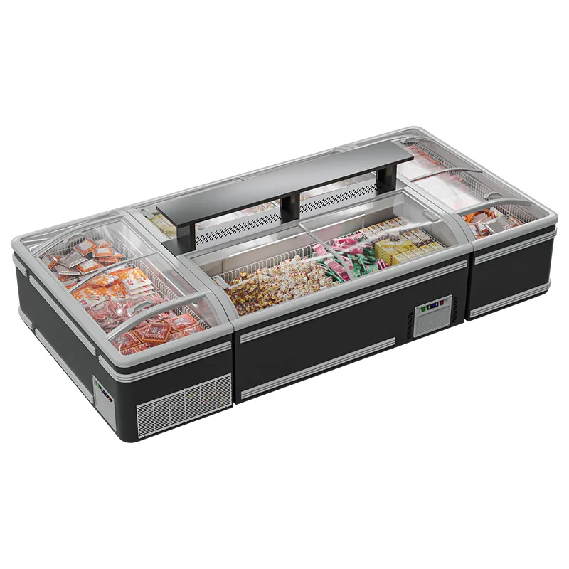 commercial supermarket island cabinet mini freezer ice cream display showcase