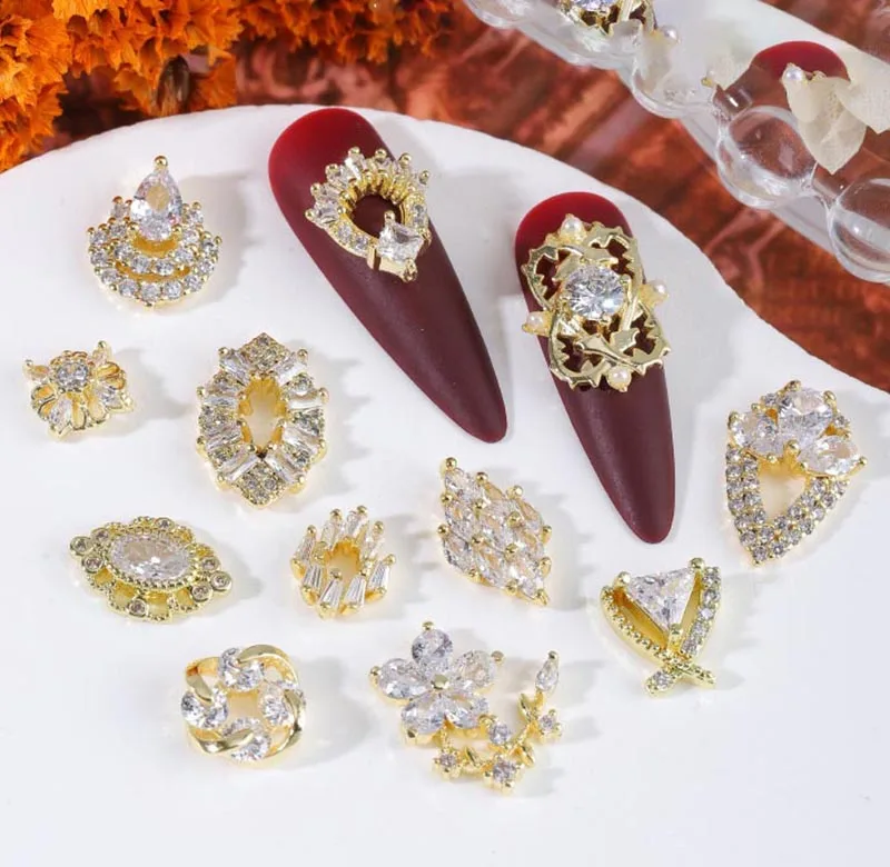 Gold Nail Art Crystal Charms Nail Art Zircon Metal Gemstone Jewelry Diamonds for Nail Art Decorative Accessories