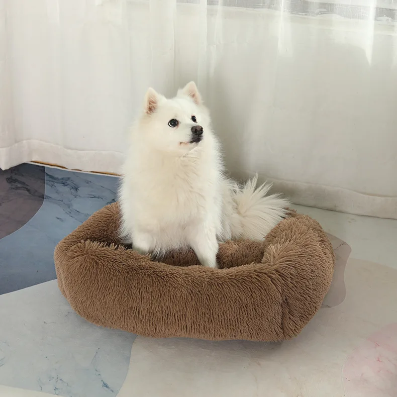 New 2022 Hot Selling Fluffy Donut Plush Pet Cat Bed Dog For Sale