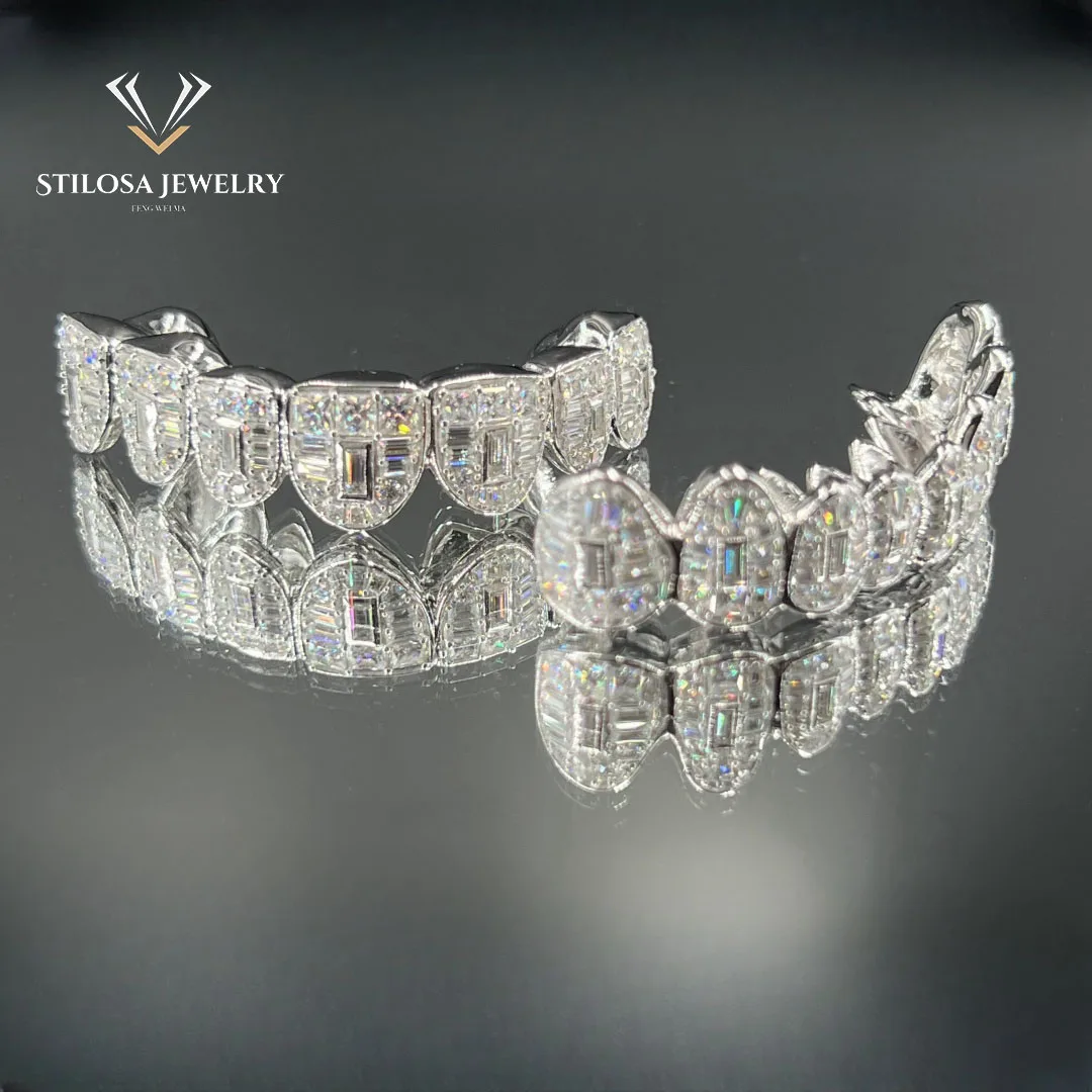 Diamond Grillz 10K 14K 18K Gold  Teeth Grillz With Round Brilliant Cut  moissanite Jewelry Custom Grillz