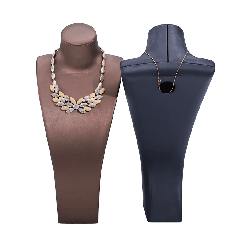 Necklace Display Shelf Window Jewelry Packaging Display Props Jewelry Display Mannequin Cream Leather Busy For Necklace