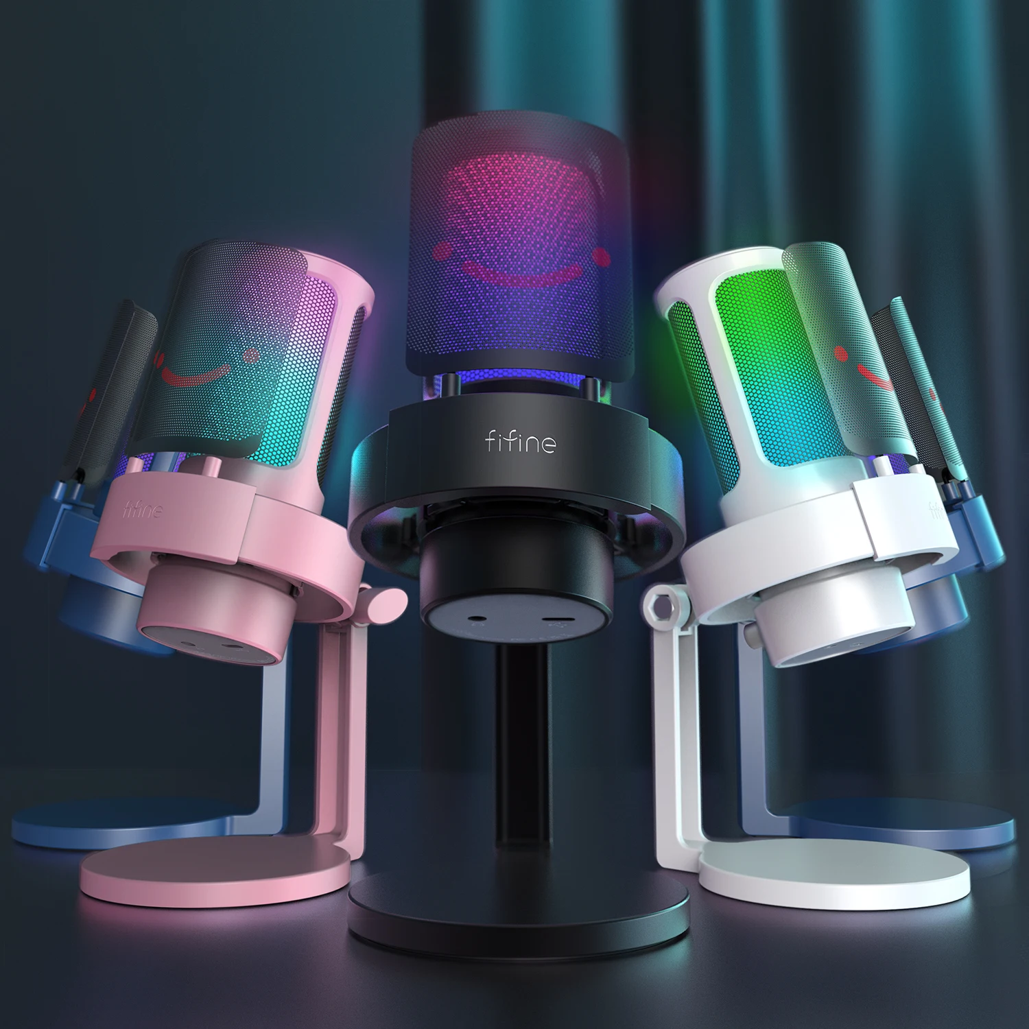 Fifine A8 Streaming Studio Condenser Microphone Mic USB Desktop Podcast Microphone Professional RGB Gaming Microphone