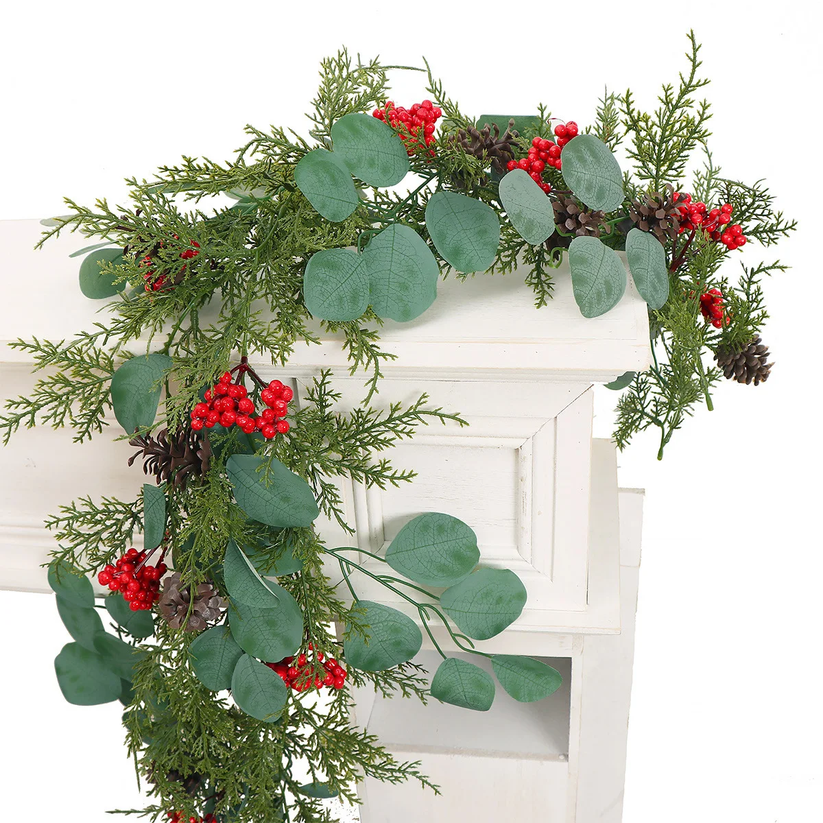 ZW-01 New Product Faux Christmas Wreath Ornament Hotel Decoration Flower Artificial Eucalyptus Rattan Christmas Garland