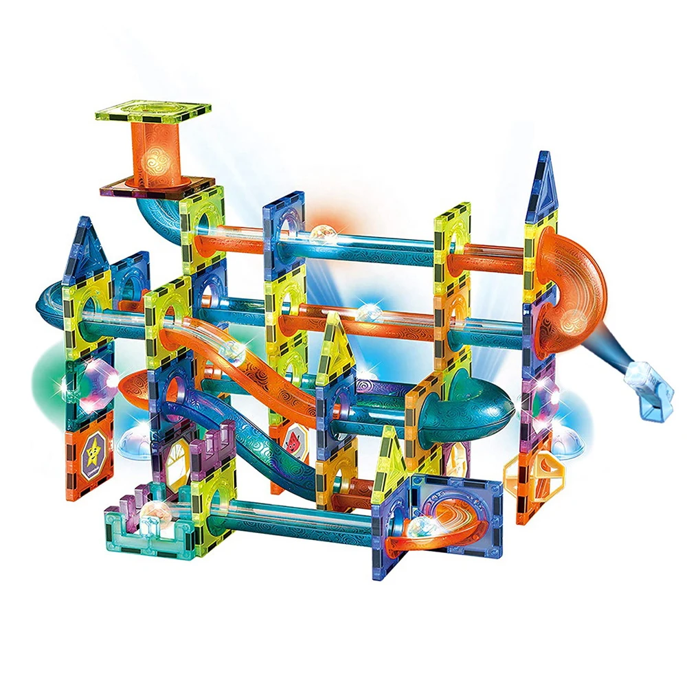110 шт. DIY собрать магнитные стоительные блоки лабиринты Сияющий мяч магнит лабиринт шаровой трек блоки с ярким светом