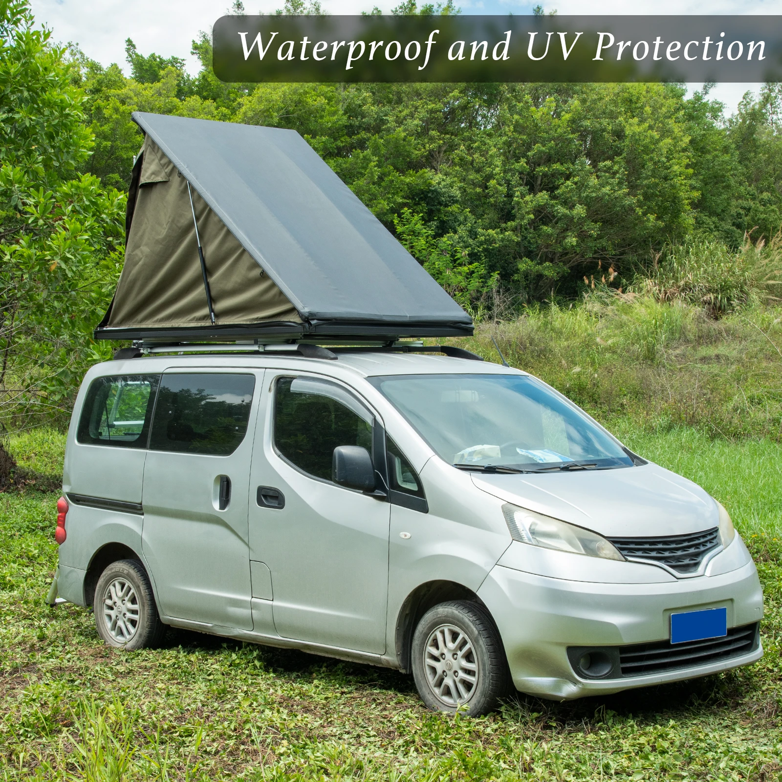 Foldable Awning Rooftop Tents Triangle Car Roof Top Tent Outdoor Waterproof Soft Vinyl Camping Hiking  for 1-2 Persons