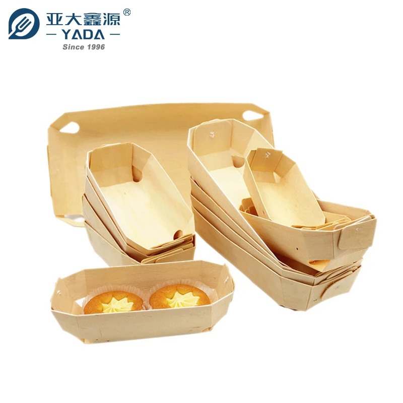 Yada Natural Wooden Kitchenware Products for Party Wedding Wooden Square Cup Cone Chip Boats