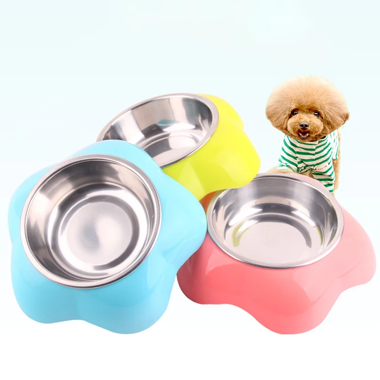 Wholesale Flower Shape Stainless Steel Dog Bowl Cat Food Water Pet Bowls Durable Feeder