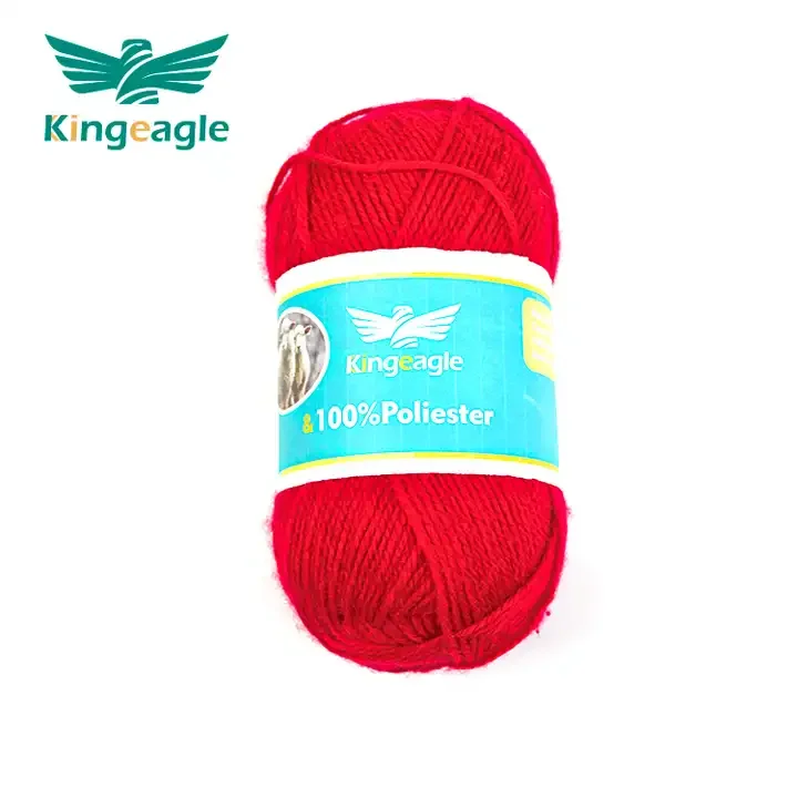 Kingeagle Wholesaler Direct Sale 100%Polyester Fabric Red Wool Sweater Hand Knitting Yarn
