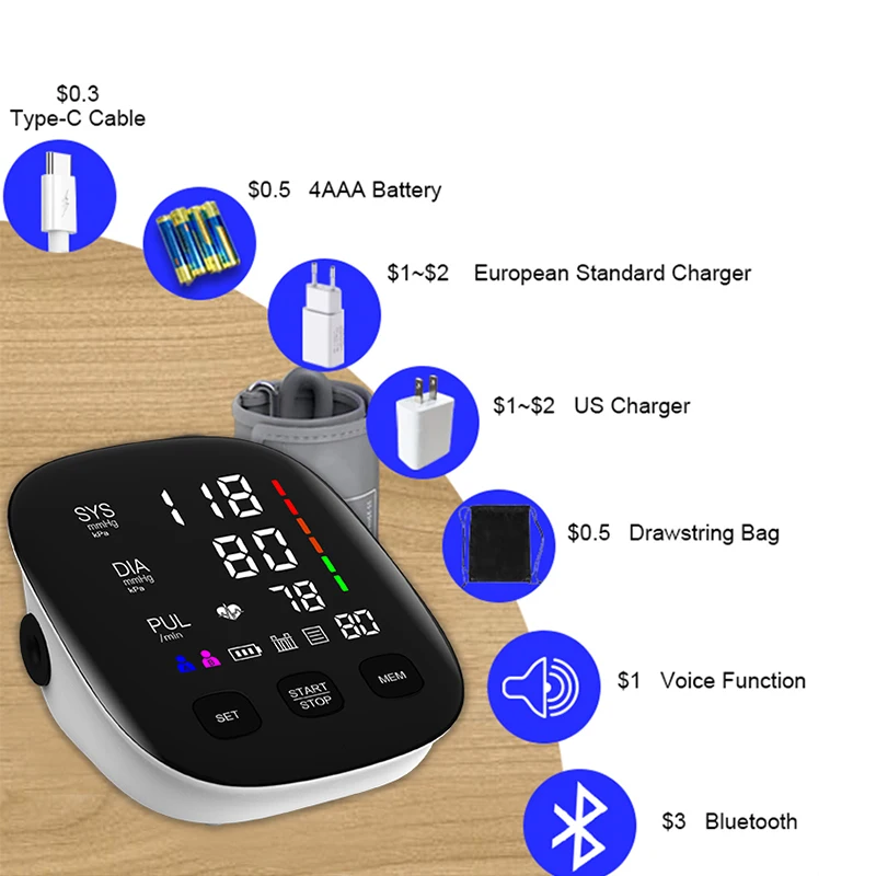 Newly Factory Price Medical Upper Arm Sphygmomanometer Digital BP Monitor Tensiometer BP Machine Arm Blood Pressure Monitor