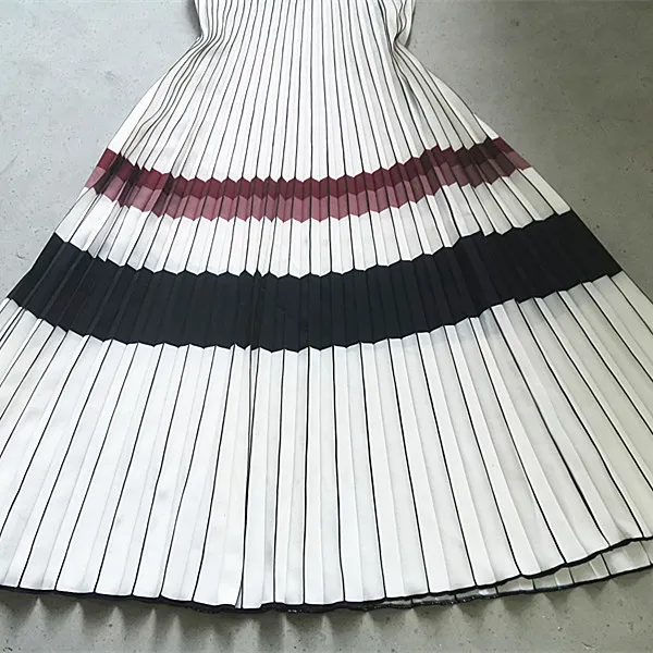 Stripes pleated skirts fabric by Italian pleating machine