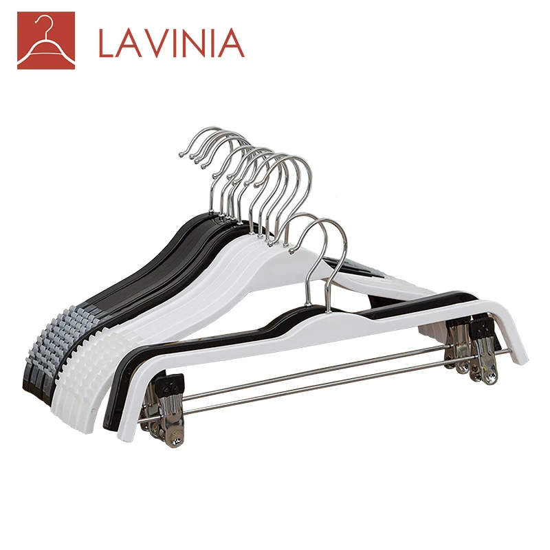 New plastic non-slip clothing store black and white adult children  splint clothes rack ruber plastic hanger