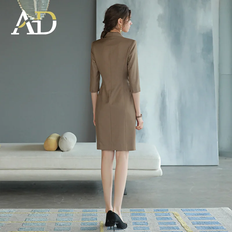 Korean Fashion beautiful Uniform woman elegant dress buttons half sleeves office lady dresses supply
