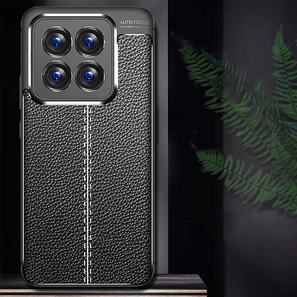 WLONS WLS47 Friendly Lychee Skin Pattern Mobile Drop Proof Camera Lens Protection Tpu Phone Case For Xiaomi 14 Pro