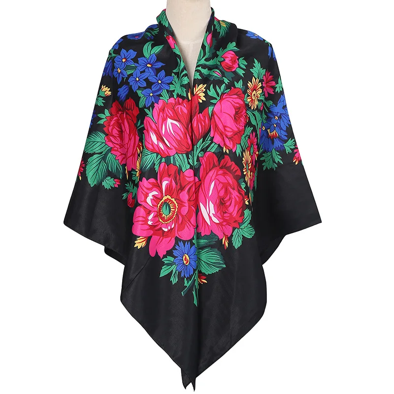 2024 New Style Acrylic Head Wrap Customized Size Square Scarf Russian print Scarf Russian Floral Scarf for women110X110CM
