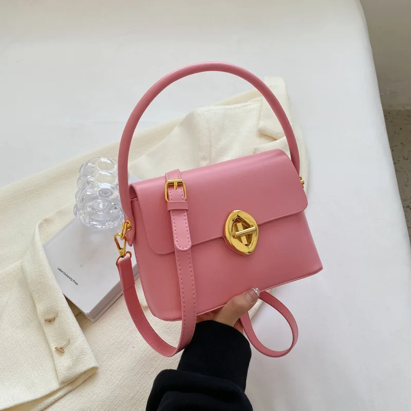 2024 New Simple Solid Color Retro Design Handbag for Women PU Single Shoulder Crossbody Bag Go Out Fashion Bag Lady Bags 