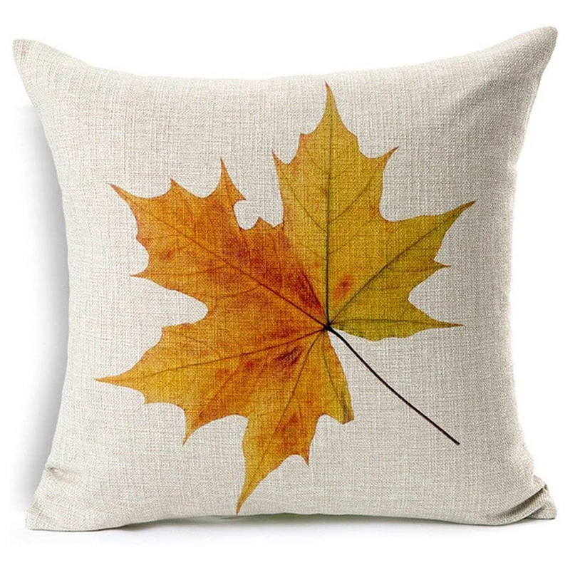 Amity Thanksgiving Day Decorative Pillow Covers 18 x 18 Inch Fall Autumn Harvest Maple Leaf Thanksgiving Throw Pillow Cover