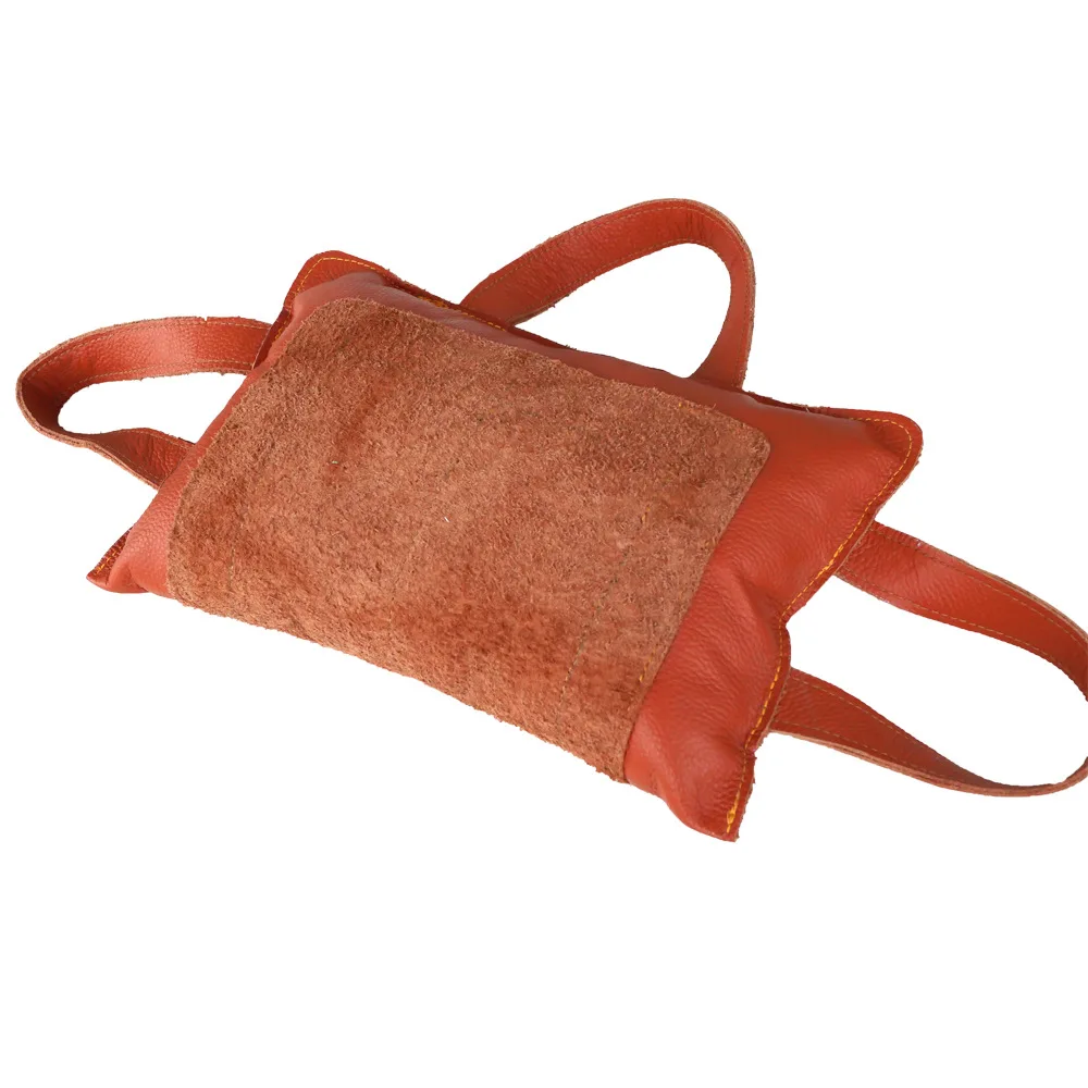 Durable Leather Bite Pillow for German Shepherds and Malinois Training, Heavy-Duty Dog Bite Toy with Three Handles