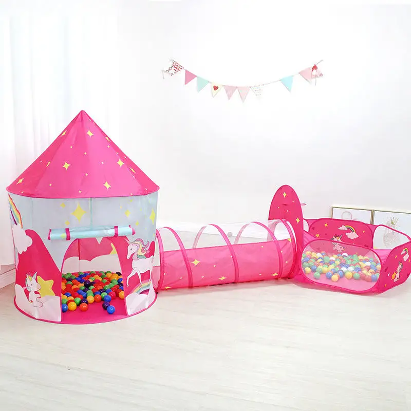 Factory New Design Play Tent With Tunnels Highest Quality Kids Play Bed Tunnel Tent