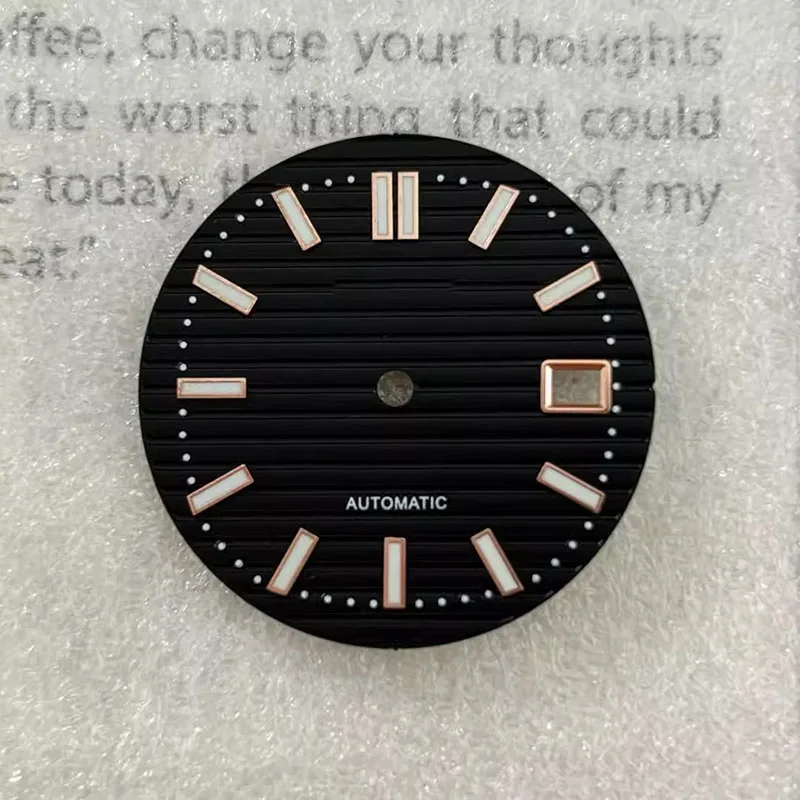 30.5mm Engraved Rose Gold Modified Green Luminous Dial, Suitable for NH35/36 Movements