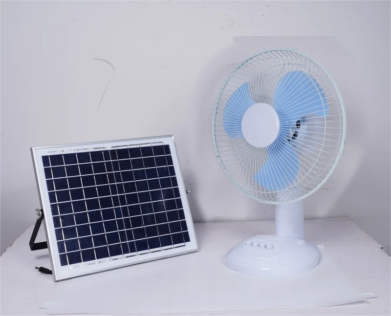 12-Inch Solar Rechargeable Floor Fan Metal Stand USB Battery Power Source Outdoor Car Use AC Table Emergency Cooling Fan