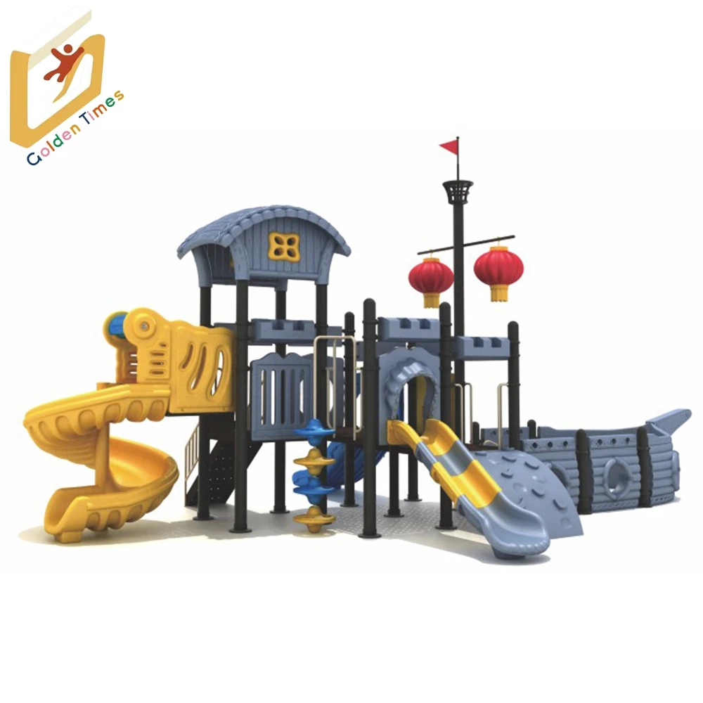 2024 Customized Non-standard Comprehensive engineering children Plastic Slide pirate ship series playground equipment