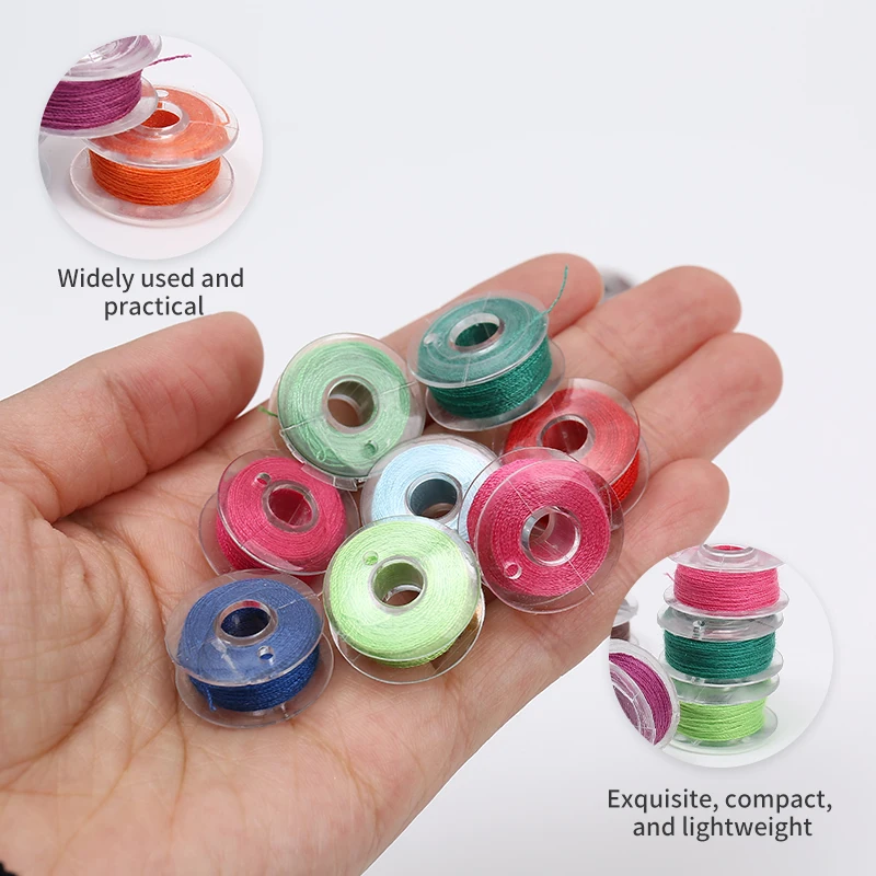 JP Plastic Spools With 25 Colors Dacron Threads Sewing Thread Bobbins For Sewing Machine Shuttle Core Set