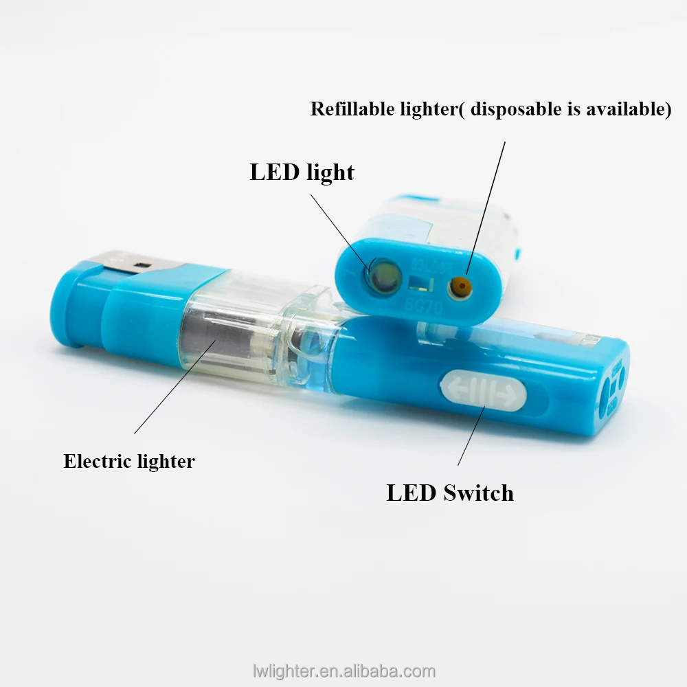 Сертифицированная ISO9001 пластиковая электронная зажигалка многоразовая газовая электрическая со светодиодным светом