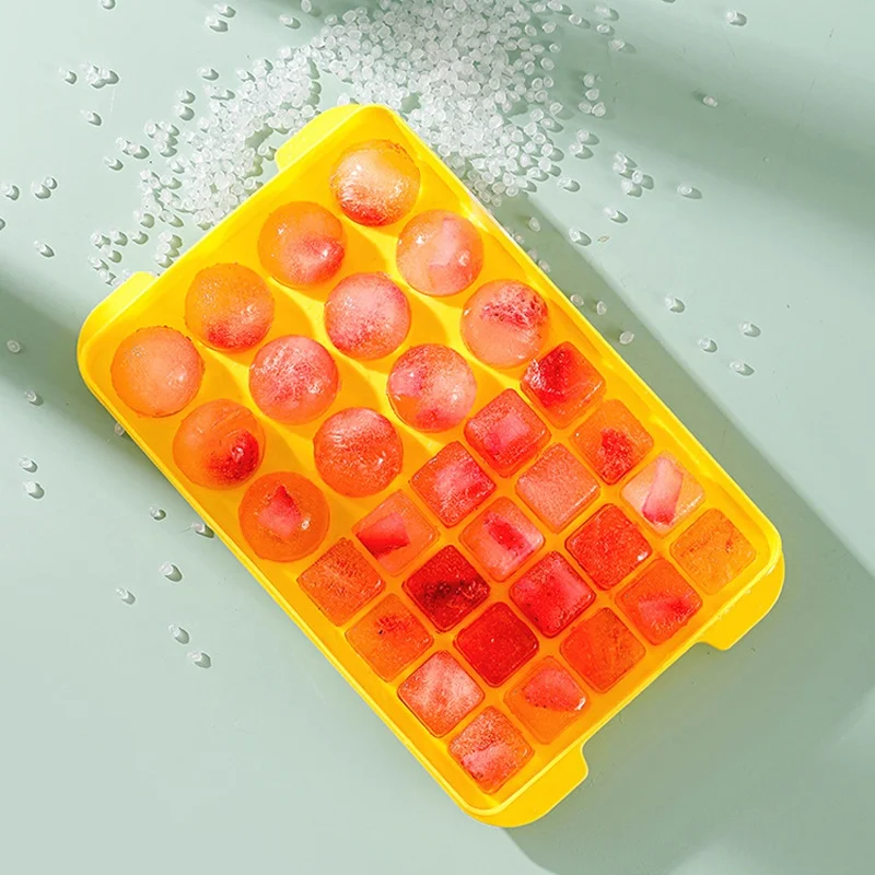 Food grade silicone round ice cube tray ice ball maker mold with lid