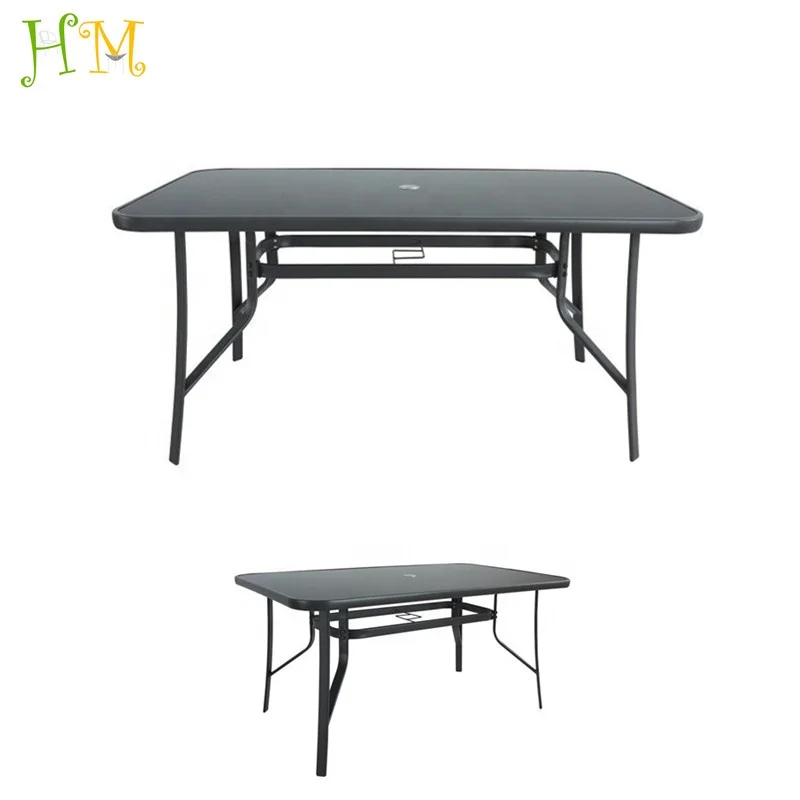 Patio Rectangular Tempered Glass Dining Table Set 150X90CM Big Size For 6Pcs Seat