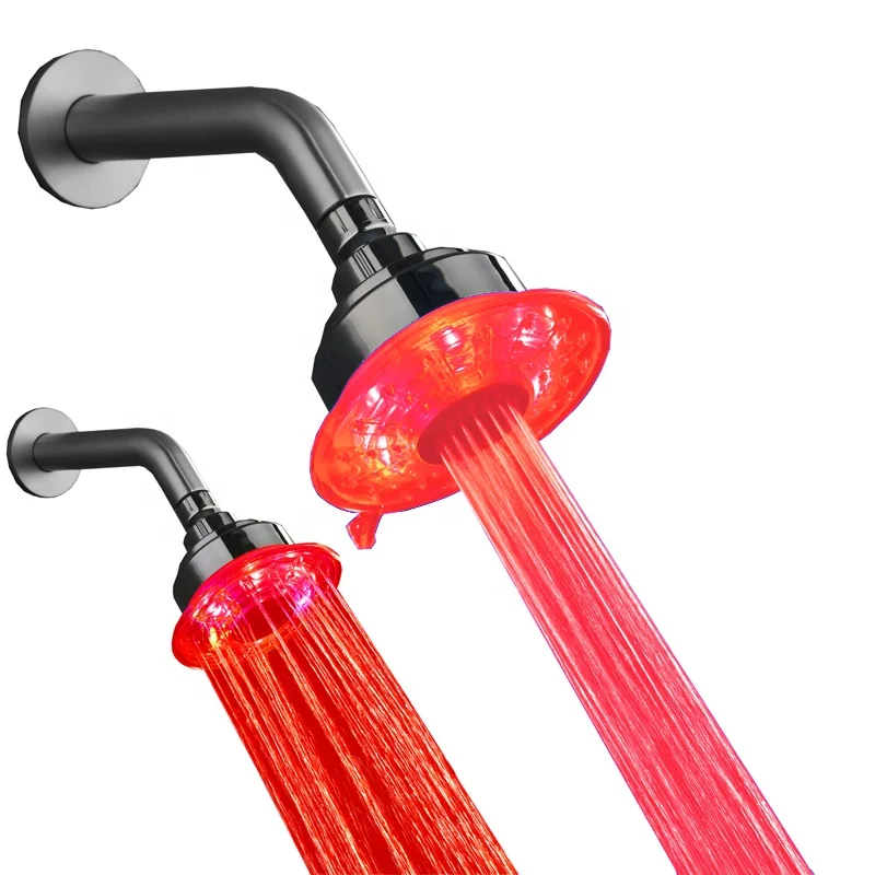 Adjustable 2 Water Jets Temperature control 3 colour led Shower Head in rgb