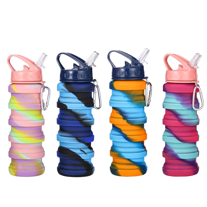 Factory price direct sale of silicone folding water bottles can be customized color silicone material water bottles