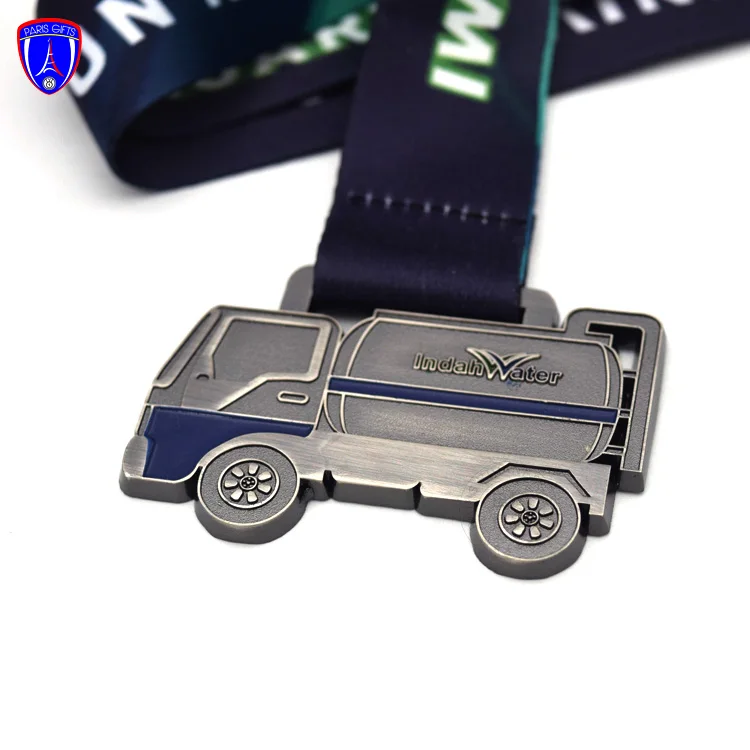 Fire truck shape medal car medal for fire men Indahwater custom funny car dye casting running sport medal