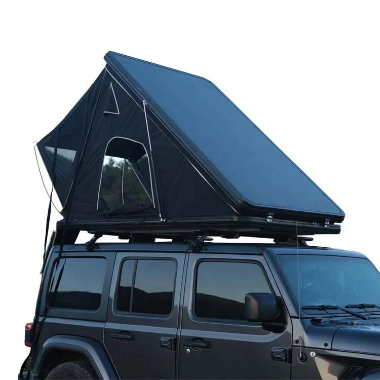 Camping Aluminum 4 Person Roof Top Tent Car Rooftop Tent Triangle Clamshell Hard Shell Top Roof Tent