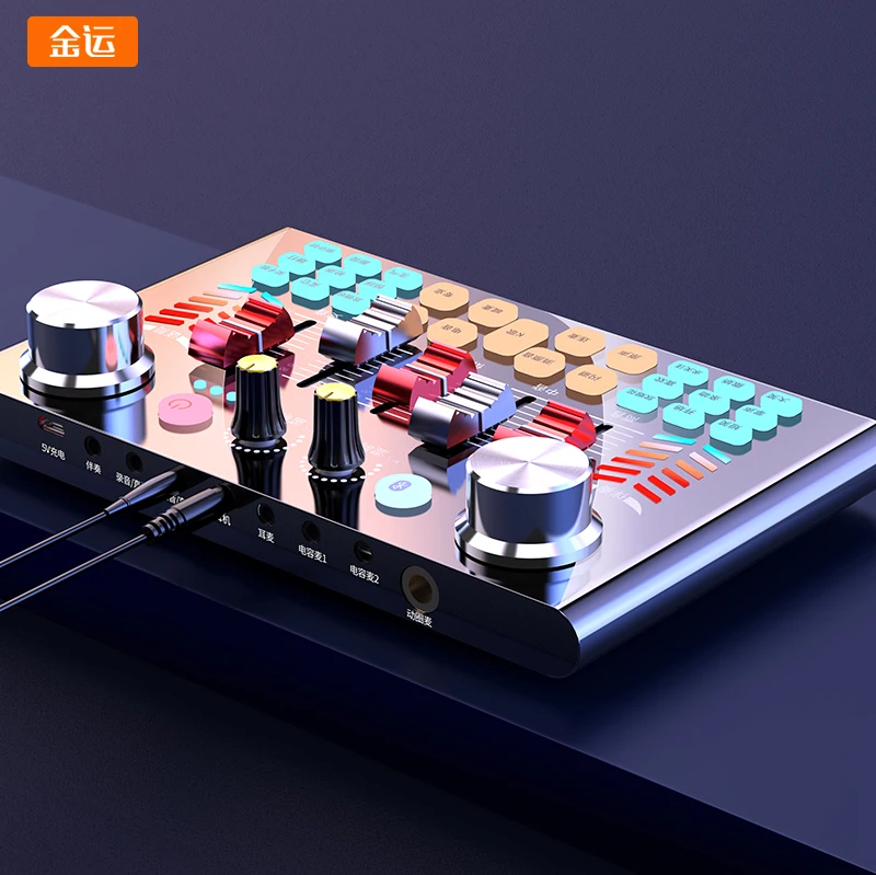 Kinscoter Foldable Mic Condenser Microphone Studio V18 Sound Card M8 Microphone With Sound Recording Arm Stand Filter