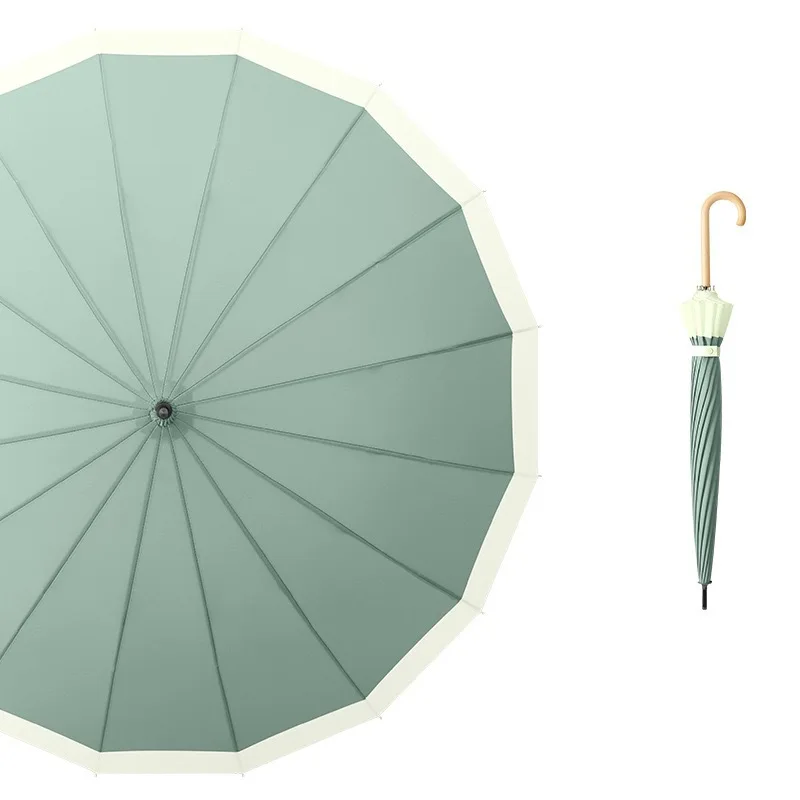 GQK Windproof Golf Umbrella Men Long Handle Big Outdoor Rain Umbrellas 16K Wooden Handle Umbrella Cheap and practical