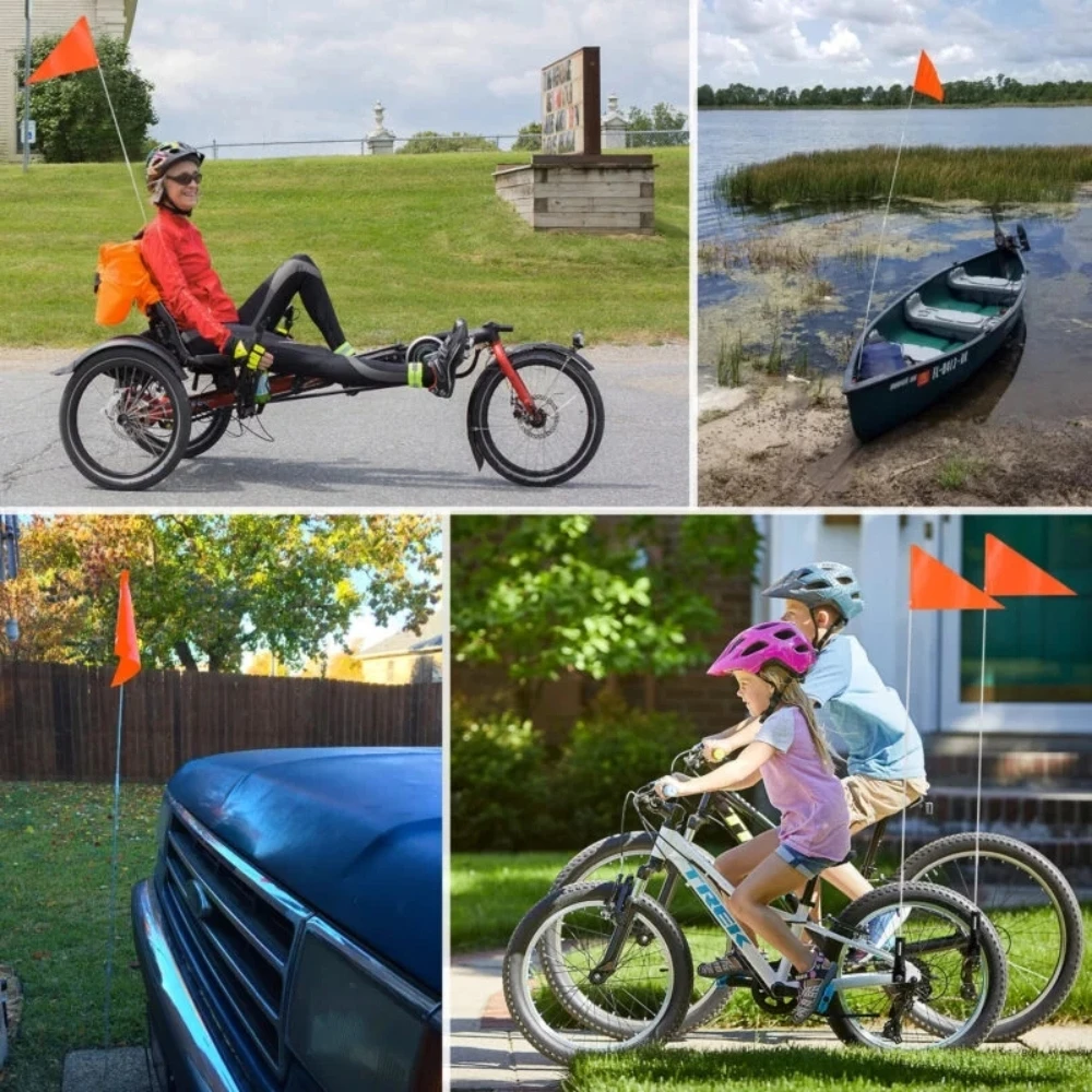 Custom Logo Adjustable Height Go Kart Bicycle Trailer Flag with Fiberglass Pole Waterproof Safety Flags For Outdoor Drive Banner