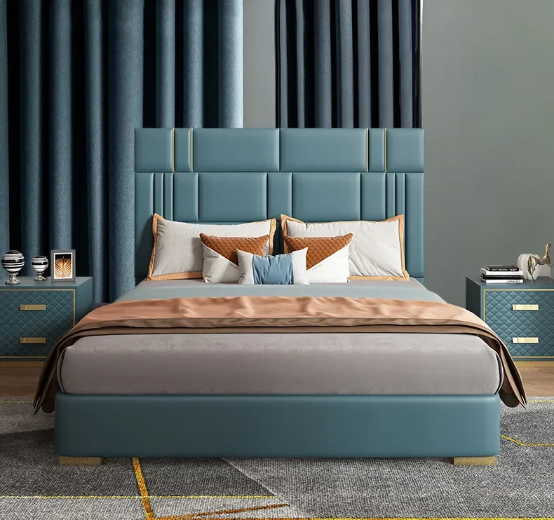 KEHUI Modern Bed Hotel Green Suit Space Low Height Beds Bedroom Wooden Sets Comforters American Style Lights White Modern Bed