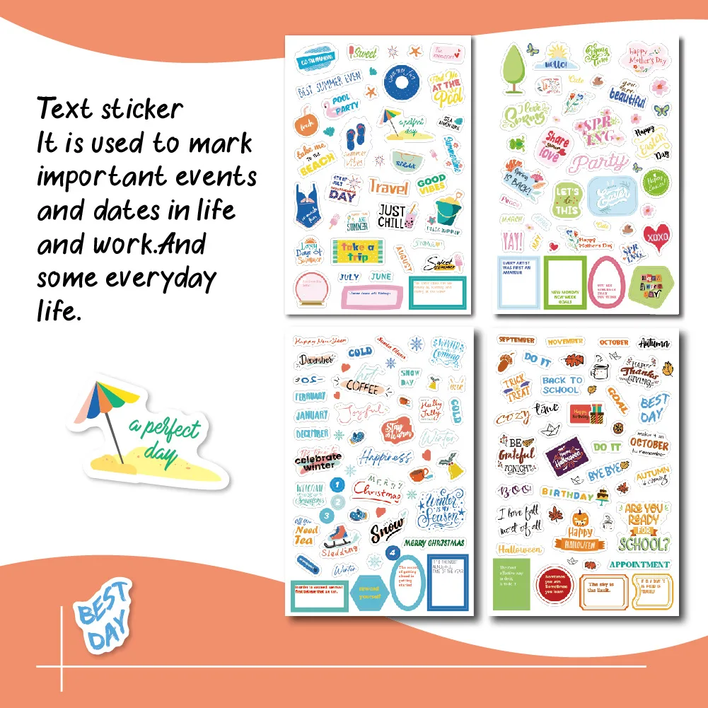 Custom Season Planning Sticker Sheet Label Month Holiday Labeling Stickers Planning  Decoration Writable Planner Sheet Sticker