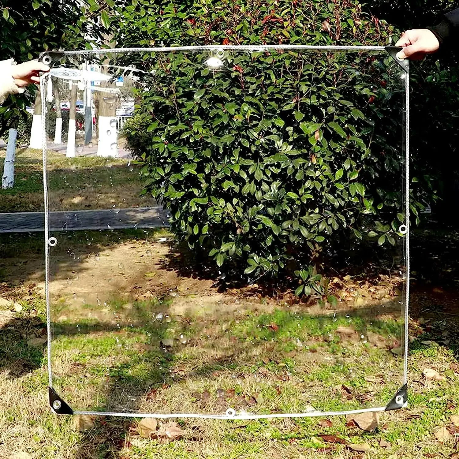 Thicken Transparent Waterproof Tarpaulin, Garden Rainproof Clear Poly Tarp Plant Cover Insulation Shed Cloth with Grommets