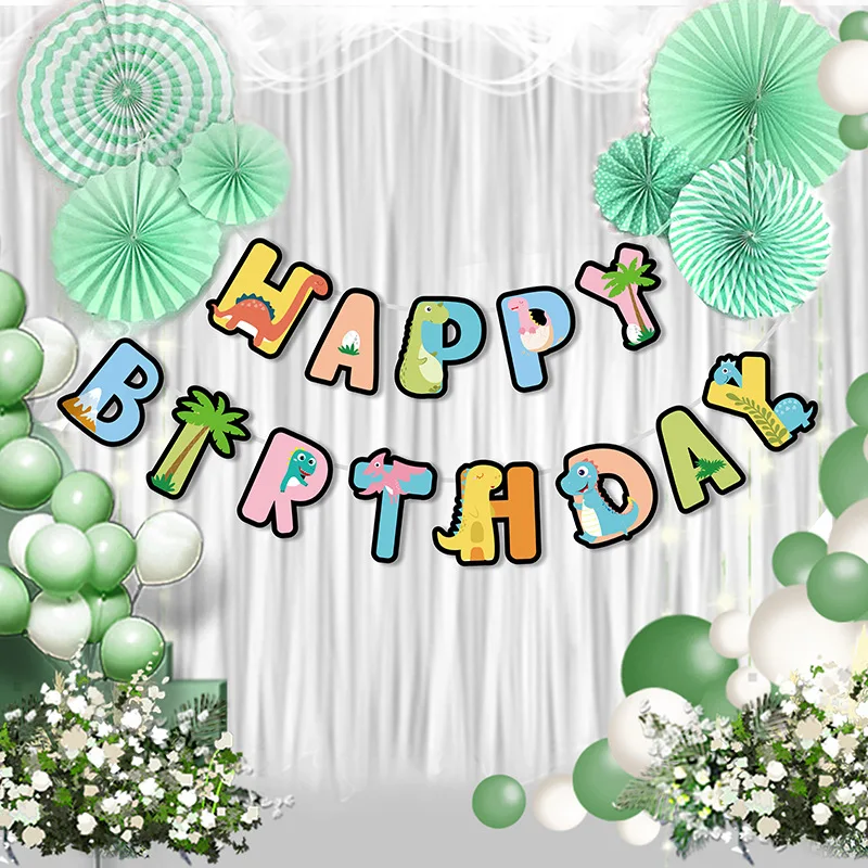 2022 Super cute  children happy birthday flag  forest lion animal party decorated banner  Party Decoration