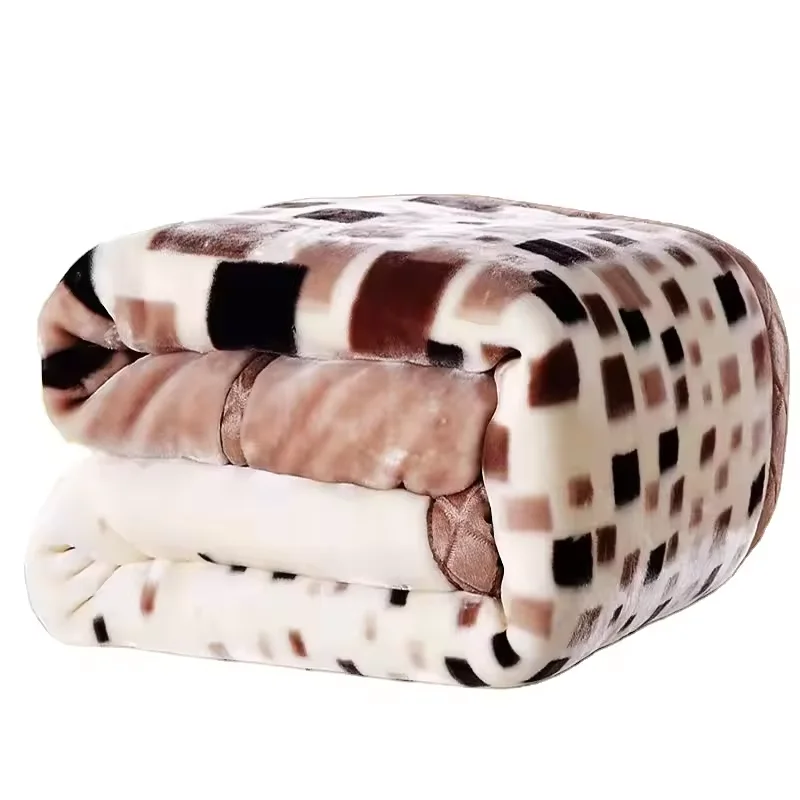 Queen Size 100% Polyester Raschel Bed Blanket Knitted Festive Geometric Artistic Wholesale Printed Anime Big Designs Bedding