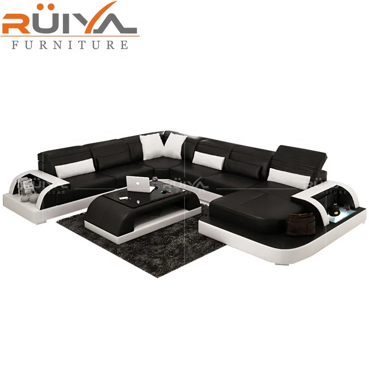 unique design European style Living room sets modern orange extra long used leather sofa