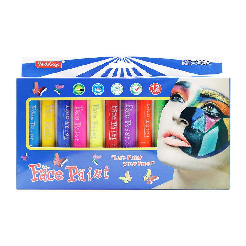 12 Solid Tempera Paint Crayon Face Painting  Crayon Set Safe Non-Toxic Kids Body Paint for Halloween Makeup