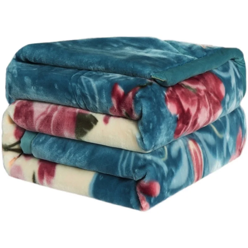 Super Soft Cloud Plush Embossed Raschel Blanket Double Layer Thick Winter Printed Bed Blanket