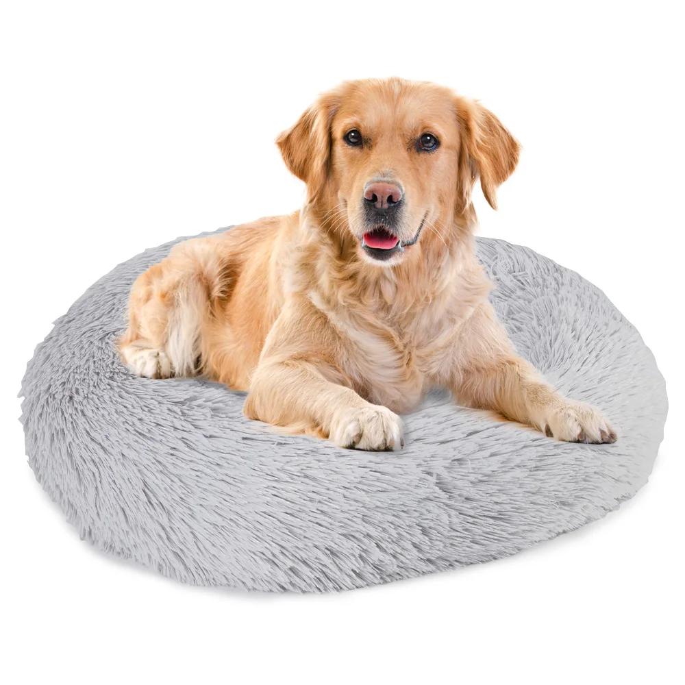 Super Soft Pet Bed Kennel Dog Round Cat Winter Warm Sleeping Bag Long Plush Large Puppy Cushion Mat Portable Cat Supplies