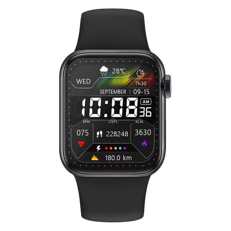 Free Shipping Blood Oxygen Heart Rate Tracking IP68 Waterpoof Smart Watch M Seven Black