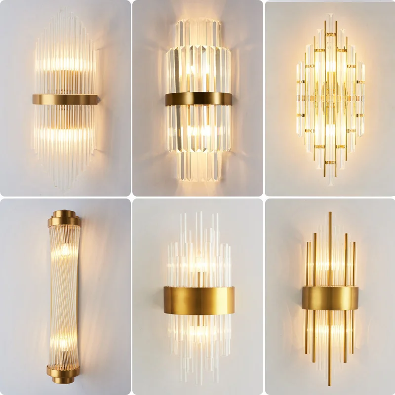 Хит продаж, современные роскошные комнатные Настенные светильники E14 для дома, прикроватный коридор, гостиная, Хрустальный настенный светильник, освещение