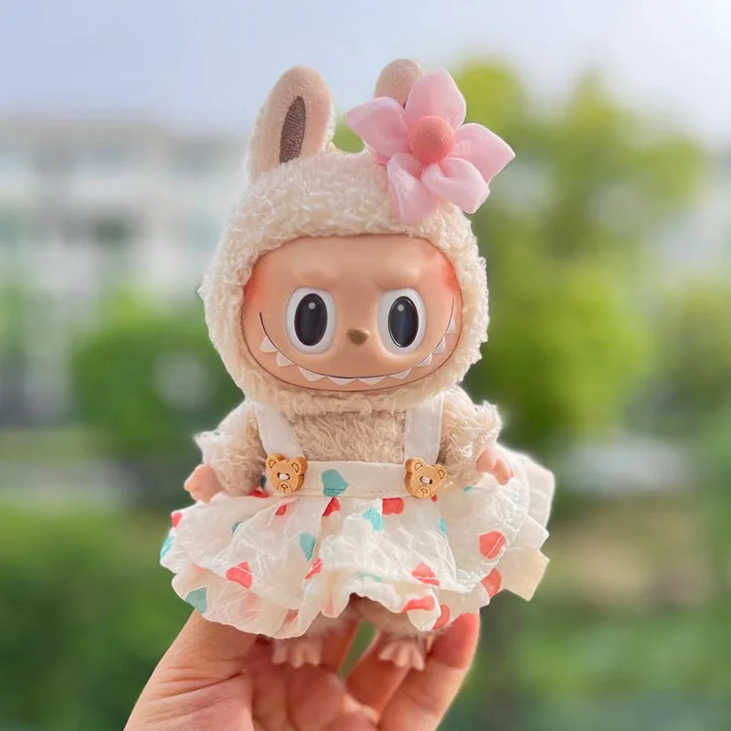 Labubu 17cm Baby Clothes Blind Box Macaron Cloth Japanese style backpack pendant kawaii labubu plush Cartoon Dress
