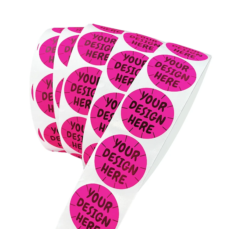 Ready to ship Custom Any Text Adhesive Printing Round Label Stickers Circle Waterproof Vinyl Sticker Roll Private Logo Stickers.